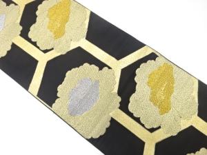 アンティーク　亀甲に牡丹模様織り出し袋帯（材料）